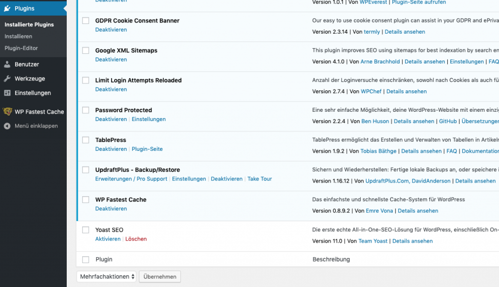 Erweiterung löschen